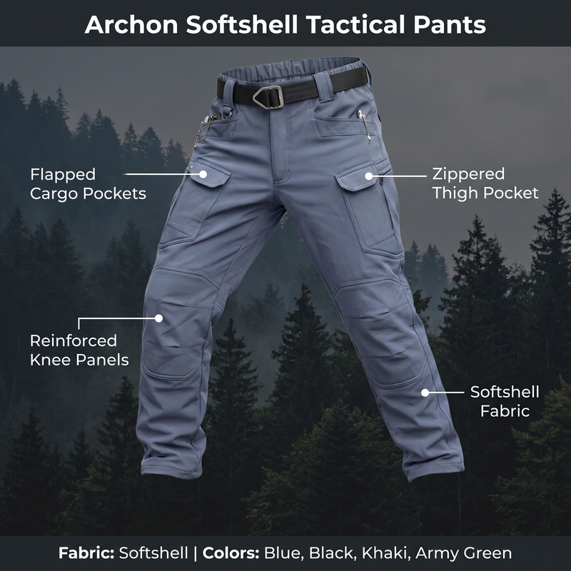Stretch Ripstop Tactical Trousers with Water-Resistant Softshell - product view 3 | Buffalo Gears