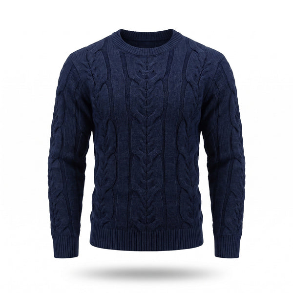 Striped Knit Jumper for Men with Ribbed Cuffs