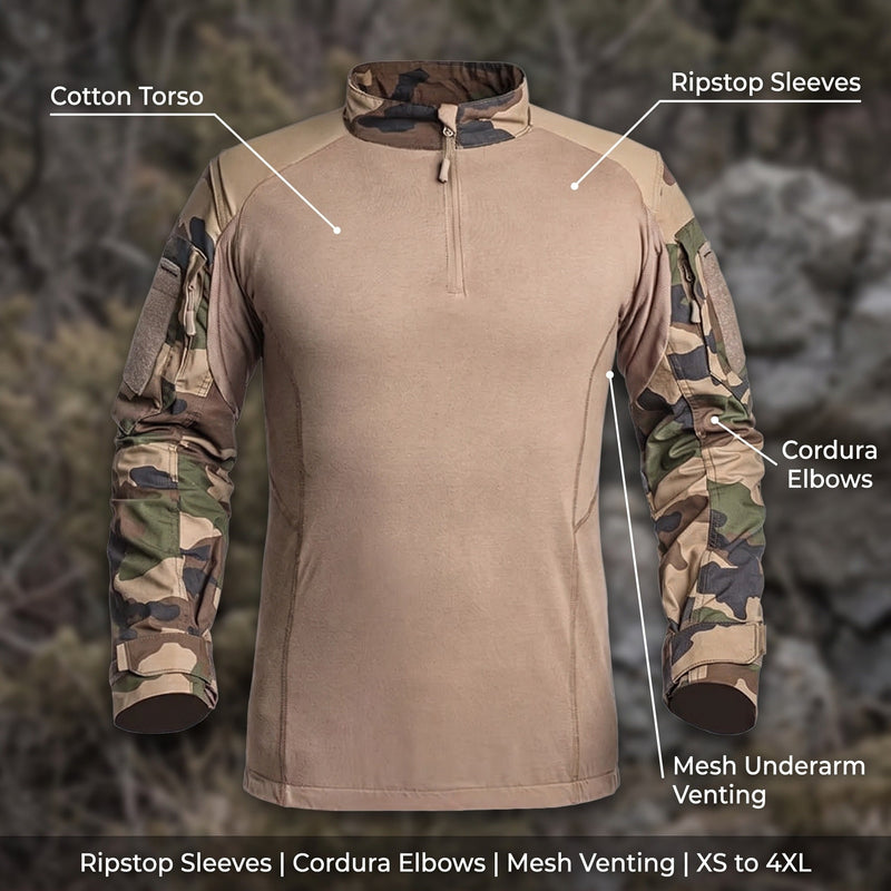 Tactical Combat Shirt with Ripstop Sleeves and Cordura Elbows - product view 2 | Buffalo Gears