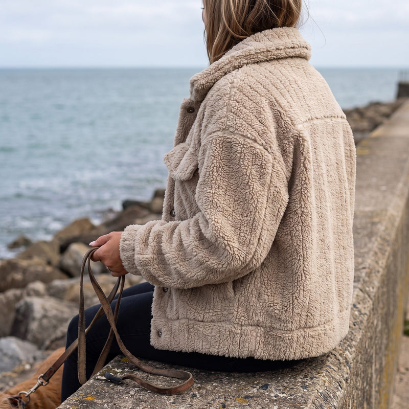 Teddy Fleece Jacket for Women, Short Notch Lapel Coat - product view 4 | Buffalo Gears