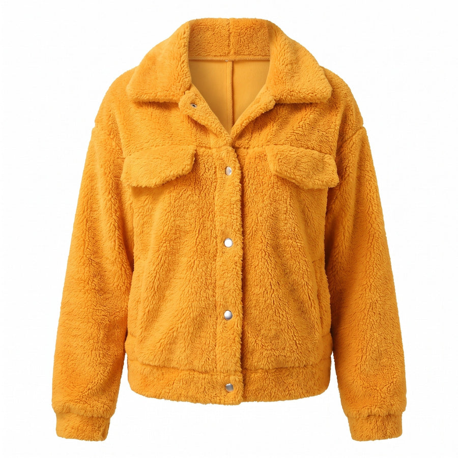 Teddy Fleece Jacket for Women, Short Notch Lapel Coat - product view 5 | Buffalo Gears