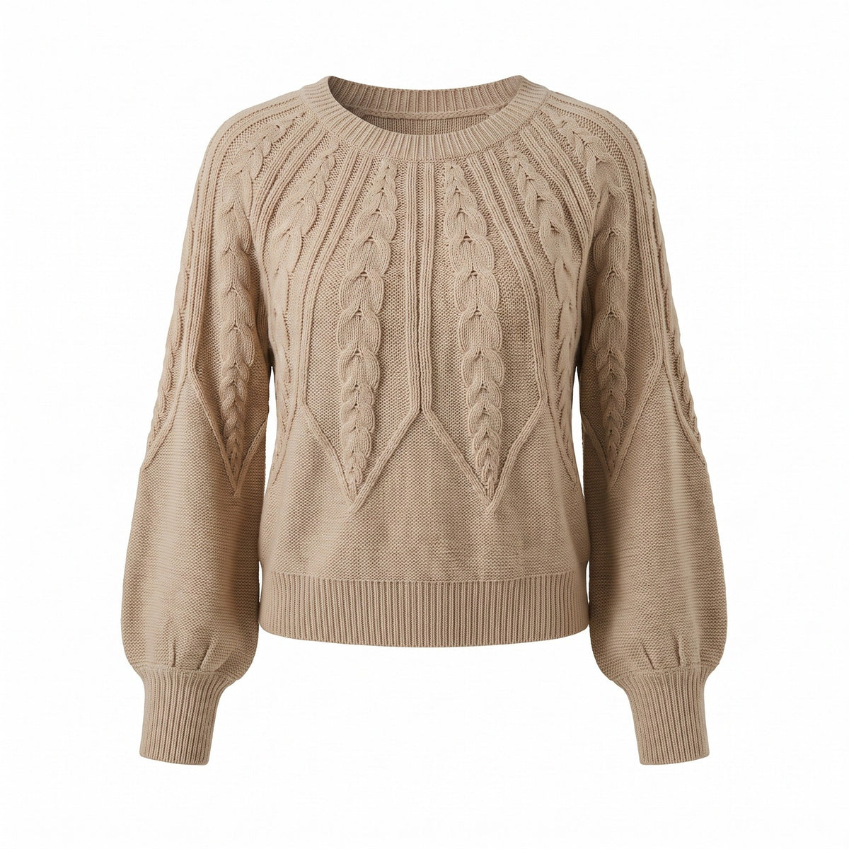 Textured Knit Jumper for Women with Lantern Sleeves - product view 1 | Buffalo Gears