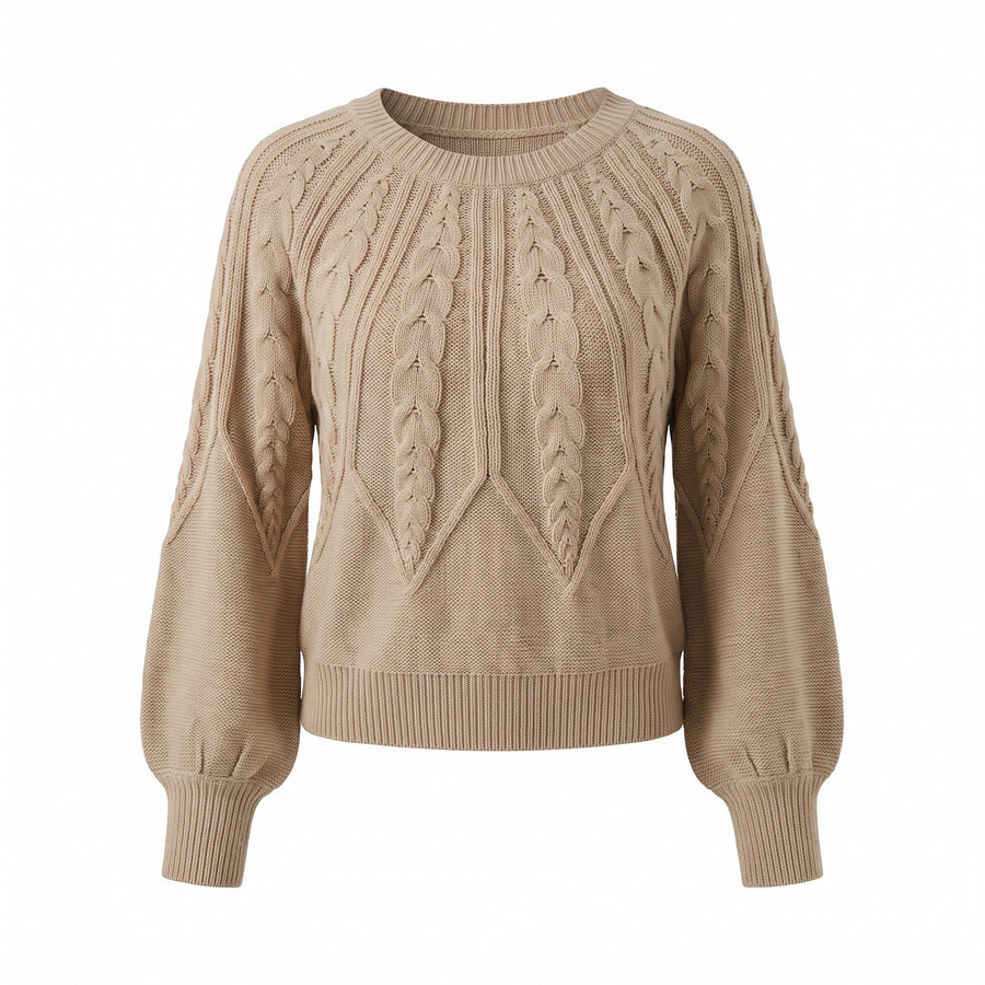 Textured Knit Jumper for Women with Lantern Sleeves - product view 1 | Buffalo Gears