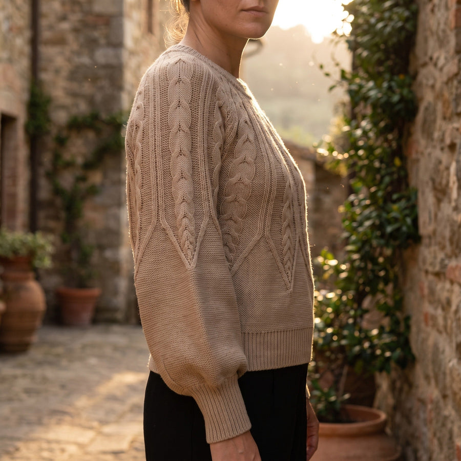 Textured Knit Jumper for Women with Lantern Sleeves - product view 2 | Buffalo Gears