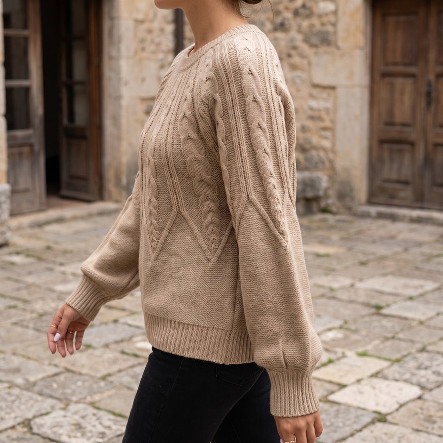 Textured Knit Jumper for Women with Lantern Sleeves - product view 4 | Buffalo Gears