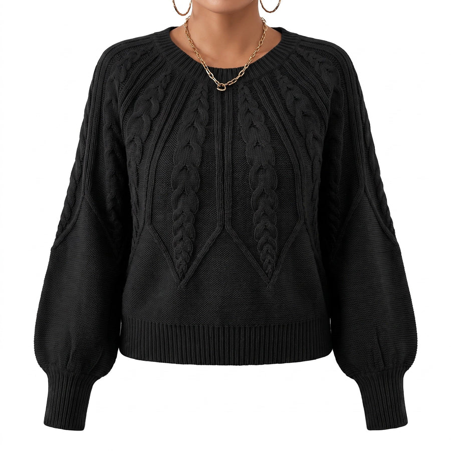 Textured Knit Jumper for Women with Lantern Sleeves - product view 6 | Buffalo Gears