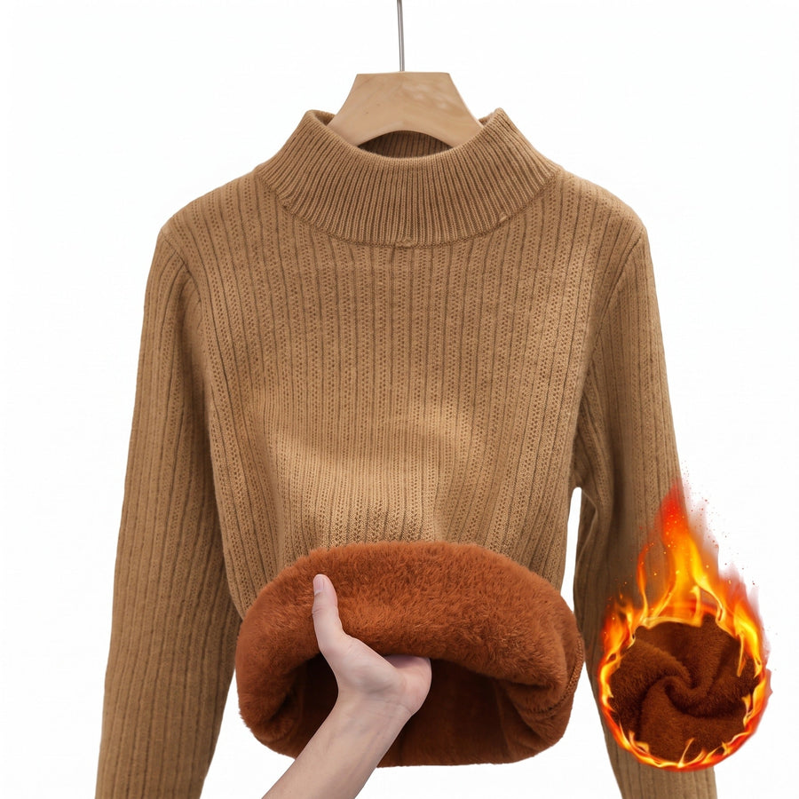 Thick Fleece Jumper for Women, Seamless Mock Neck - product view 12 | Buffalo Gears