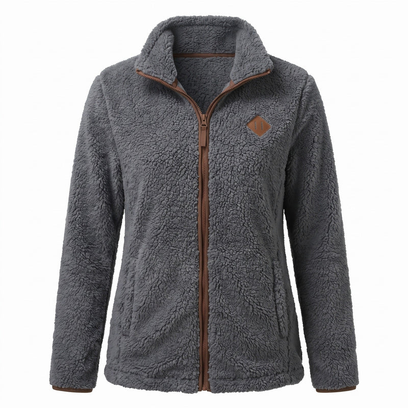 Thick Plush Fleece Jacket for Women, Small Stand Collar - product view 7 | Buffalo Gears