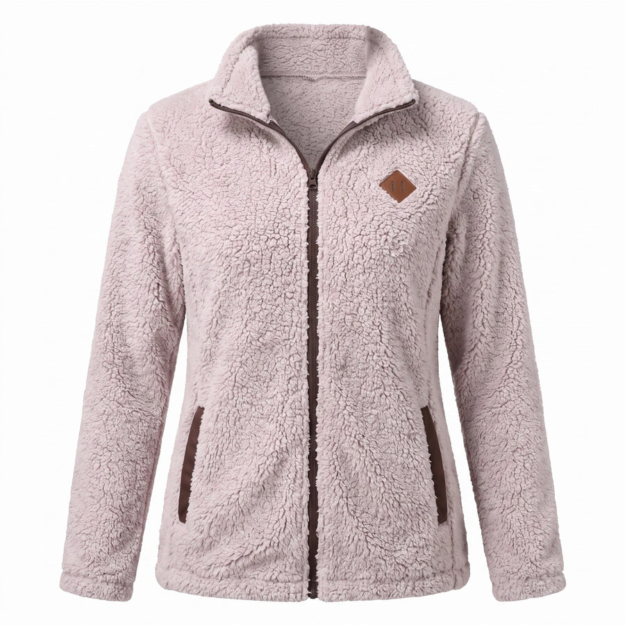 Thick Plush Fleece Jacket for Women, Small Stand Collar - product view 11 | Buffalo Gears