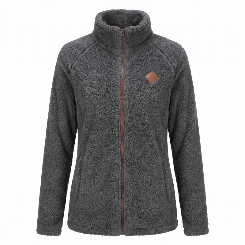 Thick Plush Fleece Jacket for Women, Small Stand Collar - product view 12 | Buffalo Gears