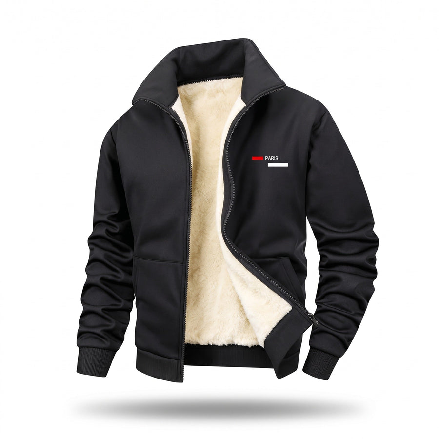 Thickened Fleece Jacket for Men with Chest Print - product view 1 | Buffalo Gears