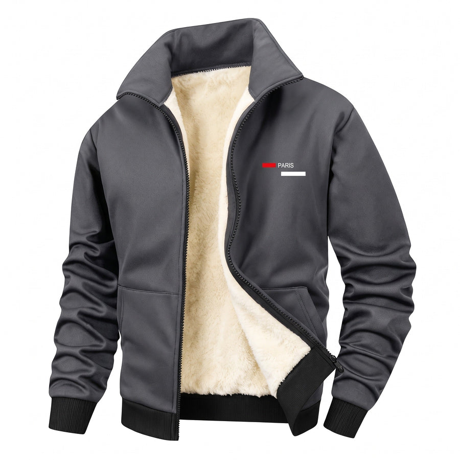 Thickened Fleece Jacket for Men with Chest Print - product view 6 | Buffalo Gears