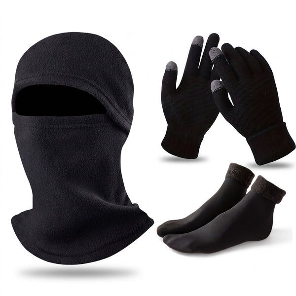 Three Piece Winter Set with Gloves, Socks and Balaclava