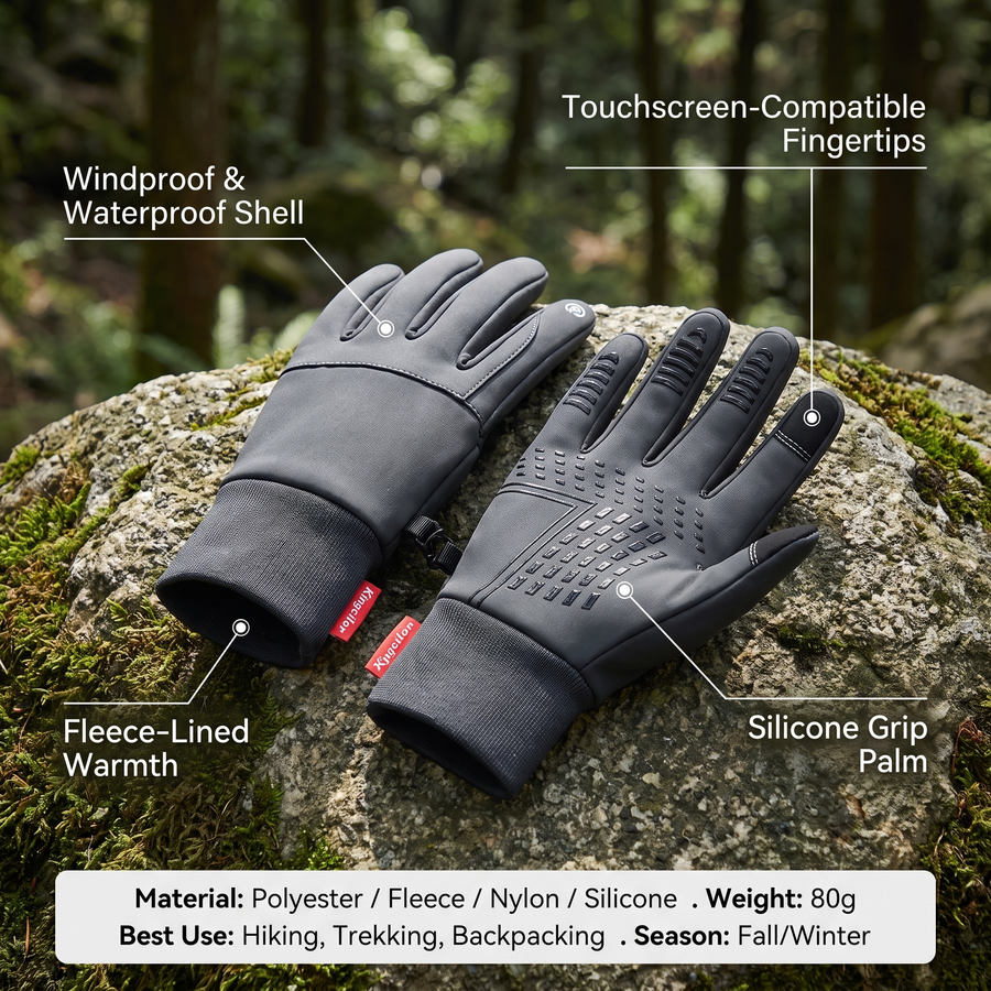 Touchscreen Winter Hiking Gloves with Waterproof Shell - product view 2 | Buffalo Gears