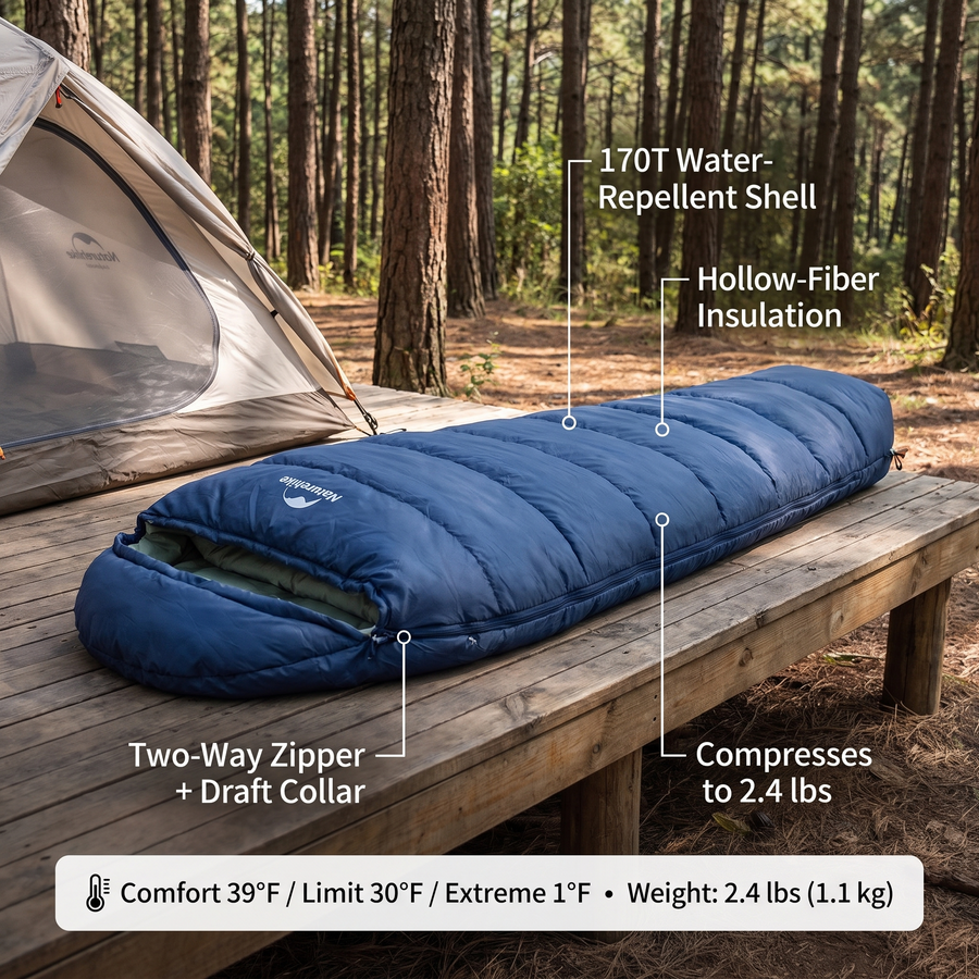 Ultralight Mummy-Cut Sleeping Bag for 3-Season Backpacking Trips - product view 3 | Buffalo Gears