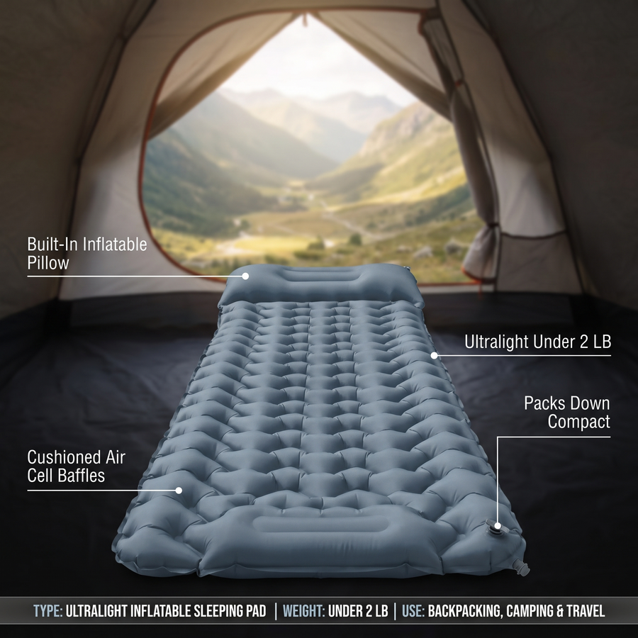 Ultralight Packable Sleeping Pad for Backpacking Trips - product view 3 | Buffalo Gears