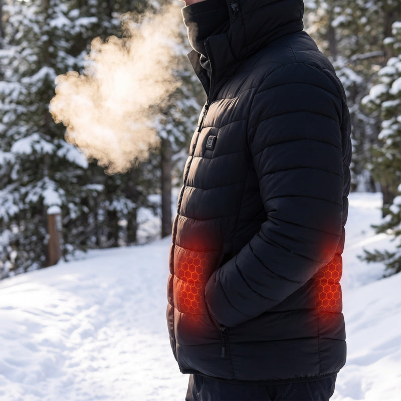 Unisex Battery Heated Puffer Jacket with 3 Heat Settings - product view 5 | Buffalo Gears