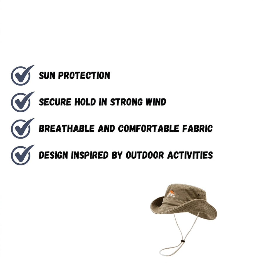 Unisex Cotton Bucket Hat with Wide Sun-Shading Brim - product view 4 | Buffalo Gears