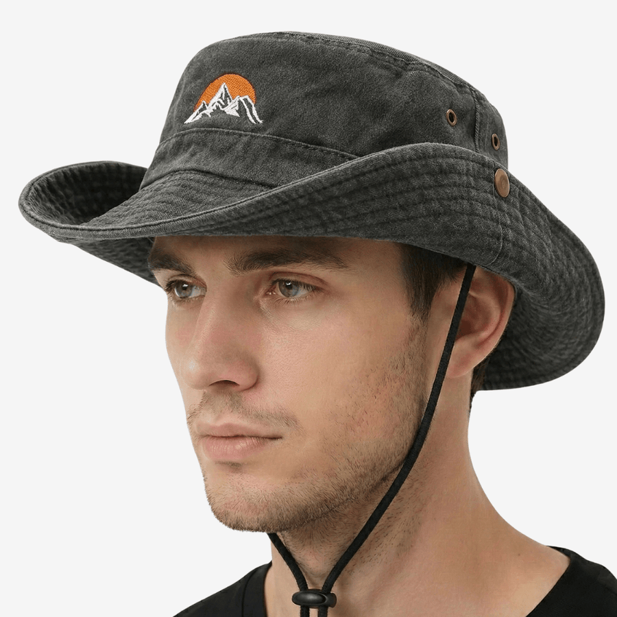 Unisex Cotton Bucket Hat with Wide Sun-Shading Brim - product view 7 | Buffalo Gears