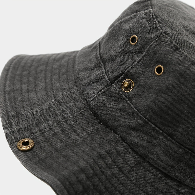 Unisex Cotton Bucket Hat with Wide Sun-Shading Brim - product view 16 | Buffalo Gears