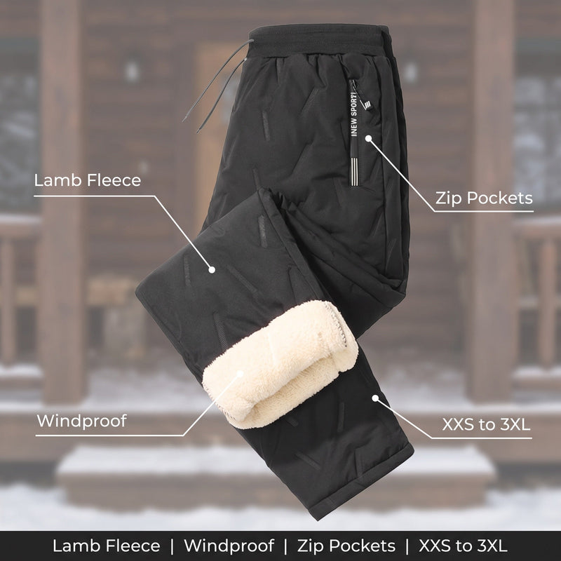 Unisex Lamb Fleece Lined Thermal Joggers with Zip Pockets - product view 2 | Buffalo Gears