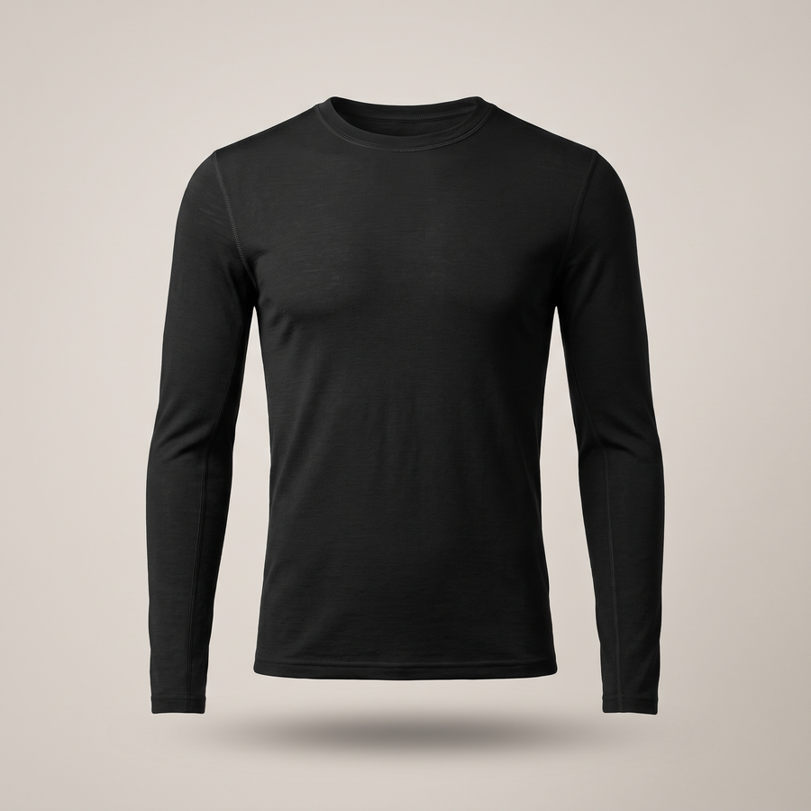 Unisex Merino-Blend Base Layer Long-Sleeve Top Odour-Control Hiking - product view 1 | Buffalo Gears