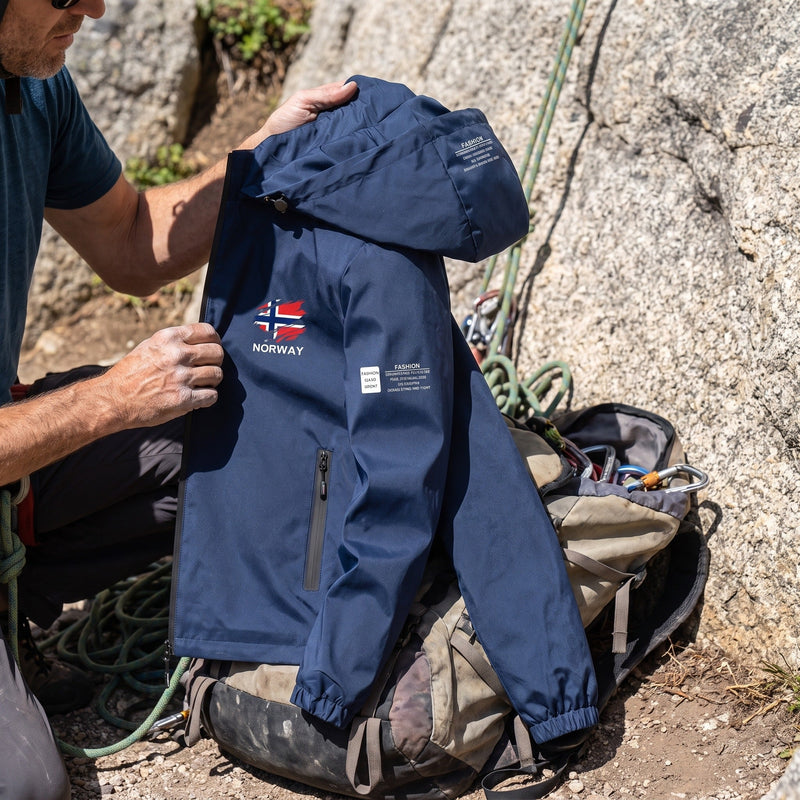 Unisex Windbreaker with Nordic Print and Hood - product view 4 | Buffalo Gears