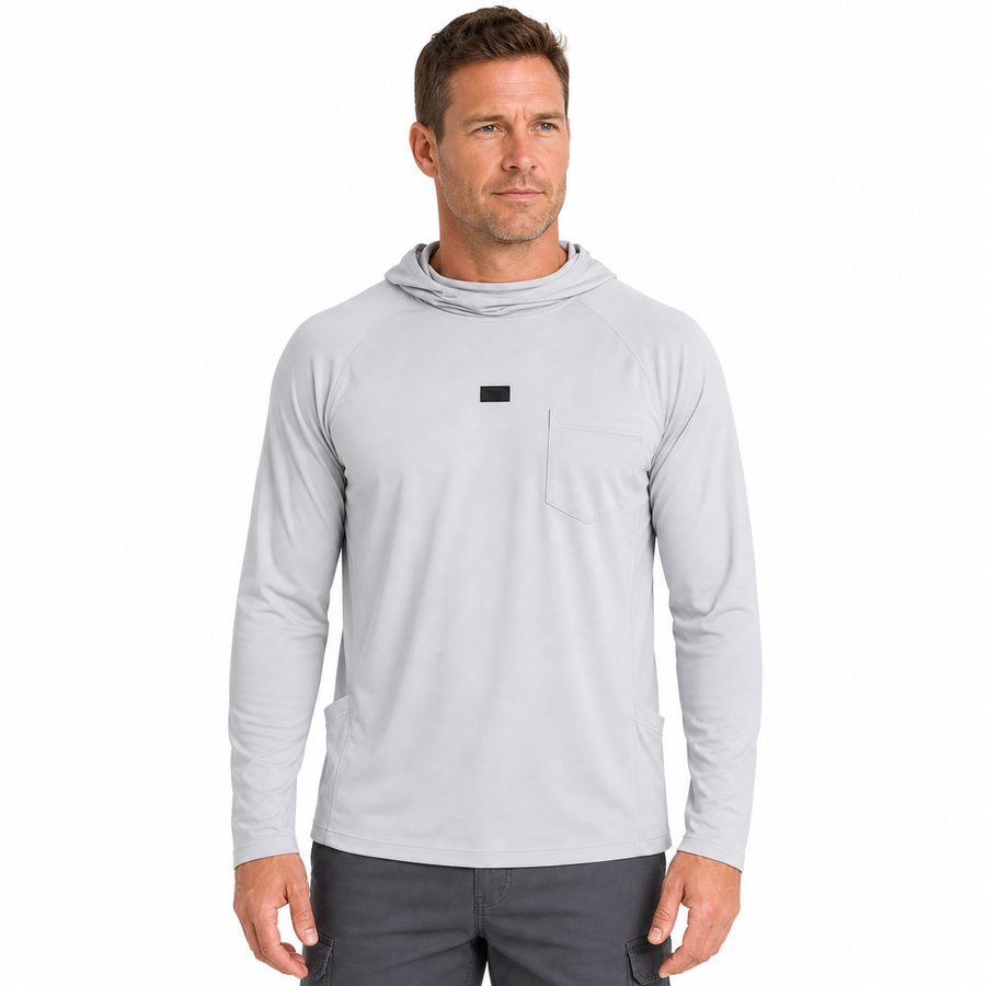 UPF 50+ Hooded Sun Shirt with Attached Neck Gaiter - product view 4 | Buffalo Gears