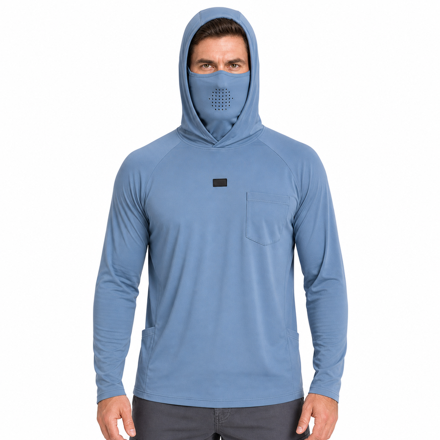 UPF 50+ Hooded Sun Shirt with Attached Neck Gaiter - product view 5 | Buffalo Gears