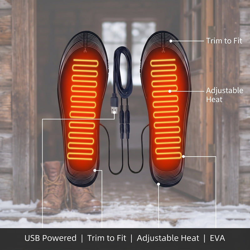 USB Heated Insoles in EVA That Trim to Your Own Size - product view 2 | Buffalo Gears