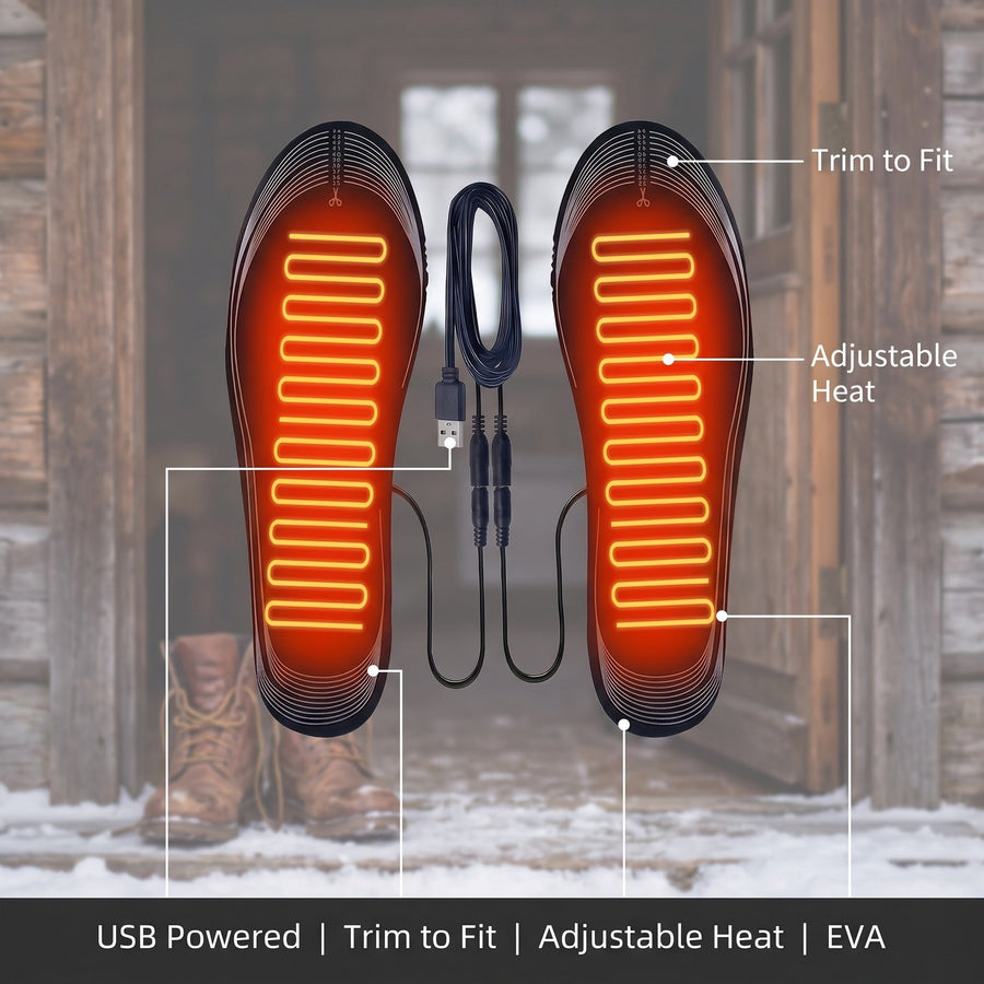 USB Heated Insoles in EVA That Trim to Your Own Size - product view 2 | Buffalo Gears