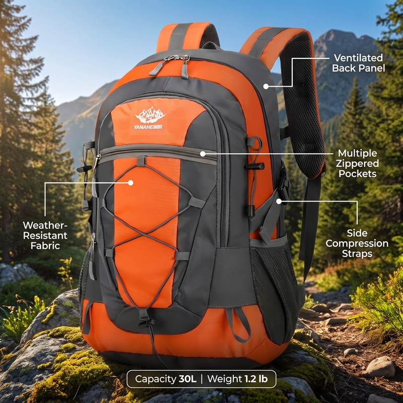 Ventilated 30 Litre Daypack for Day Hikes and Trekking - product view 2 | Buffalo Gears