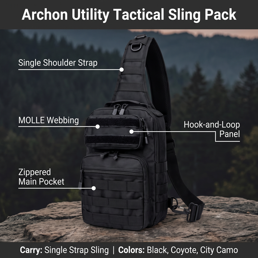 Water-Resistant Molle Sling Bag for Everyday Carry - product view 3 | Buffalo Gears