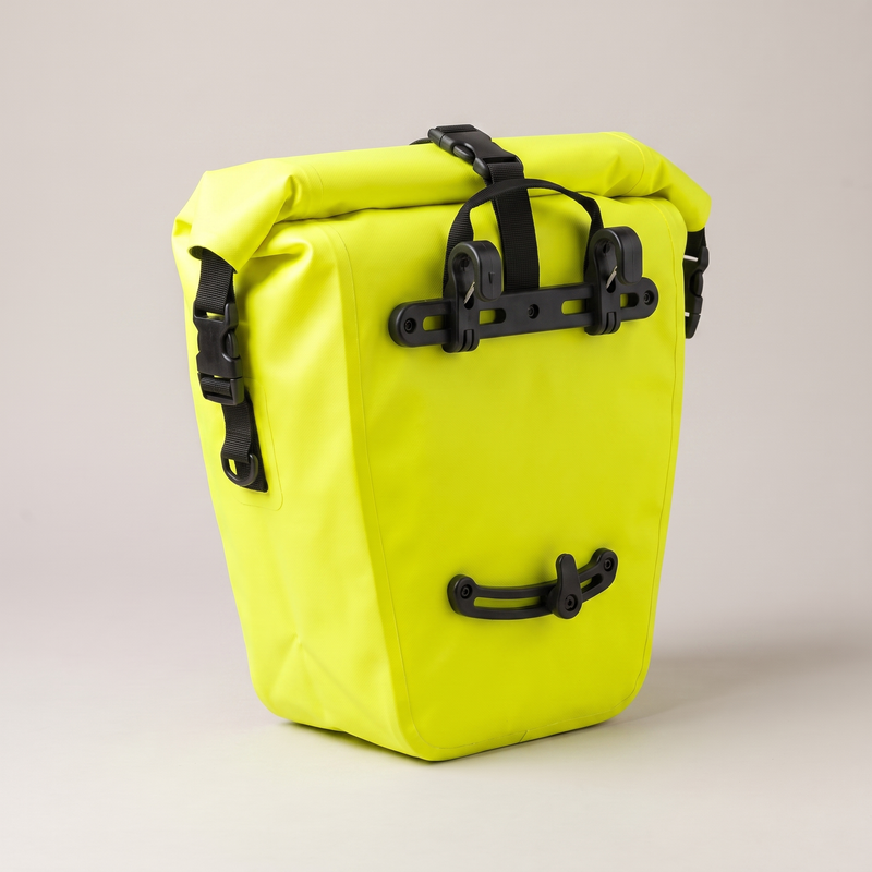 Waterproof Bike Pannier 20L Roll-Top Rear Rack Bag Commuter - High-Vis Yellow | Buffalo Gears