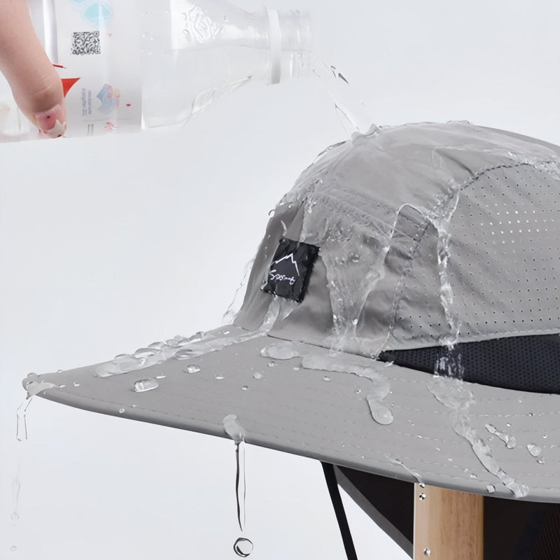 Wide Brim Hiking Cap with Sun Flap for Neck Cover - product view 6 | Buffalo Gears