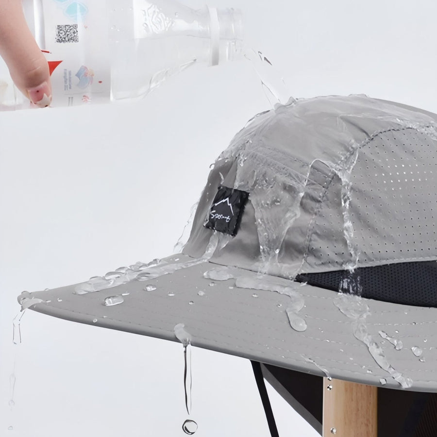 Wide Brim Hiking Cap with Sun Flap for Neck Cover - product view 6 | Buffalo Gears