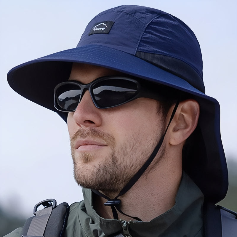 Wide Brim Hiking Cap with Sun Flap for Neck Cover - product view 12 | Buffalo Gears