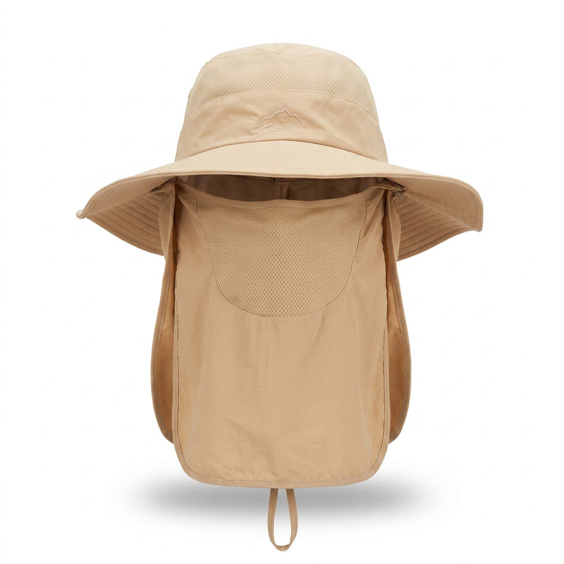 Wide-Brim Hiking Hat with Mesh Vents and Neck Cover - product view 6 | Buffalo Gears