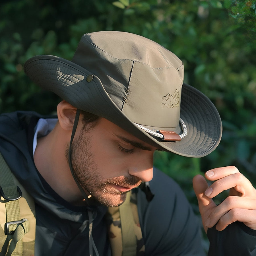Wide Brim Rain Hat for Wet Weather Trekking - product view 4 | Buffalo Gears