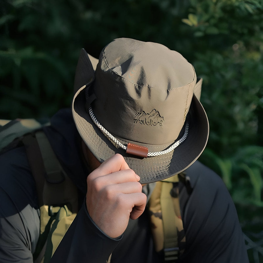 Wide Brim Rain Hat for Wet Weather Trekking - product view 8 | Buffalo Gears