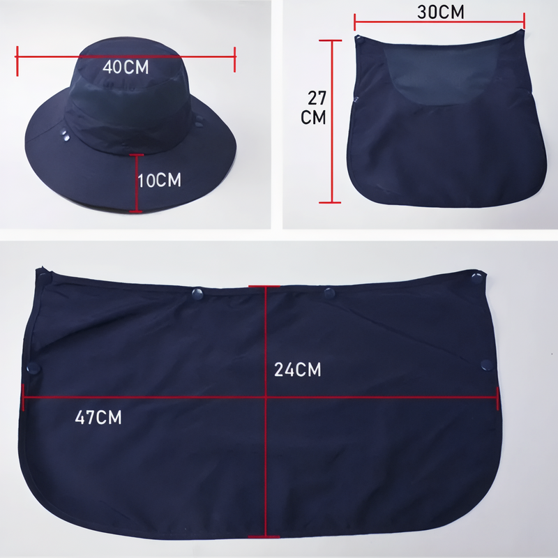 Wide Brim Sun Hat with Removable Neck Flap for Hikers - product view 4 | Buffalo Gears