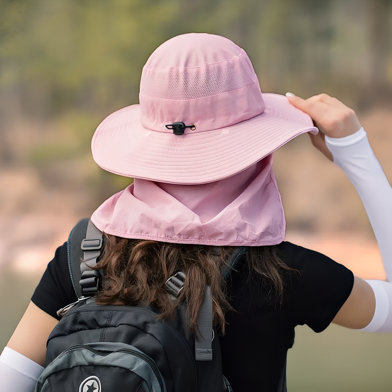 Wide Brim Sun Hat with Removable Neck Flap for Hikers - product view 5 | Buffalo Gears