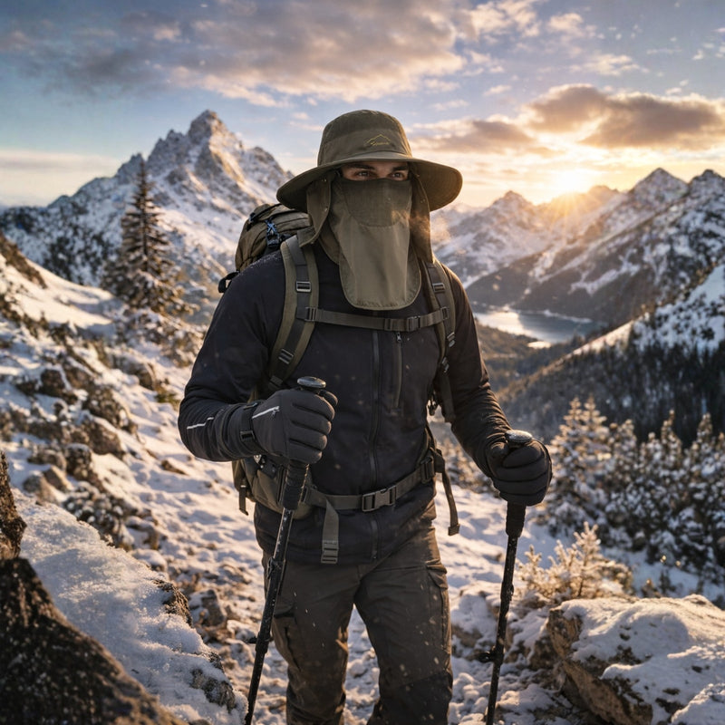 Wide Brim Sun Hat with Removable Neck Flap for Hikers - product view 7 | Buffalo Gears