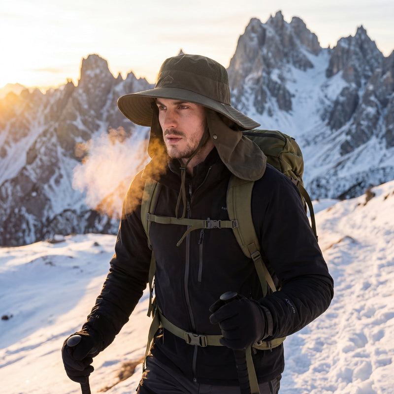 Wide Brim Sun Hat with Removable Neck Flap for Hikers - product view 8 | Buffalo Gears