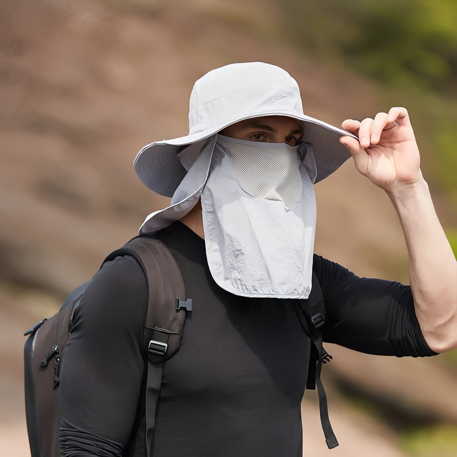 Wide Brim Sun Hat with Removable Neck Flap for Hikers - product view 10 | Buffalo Gears