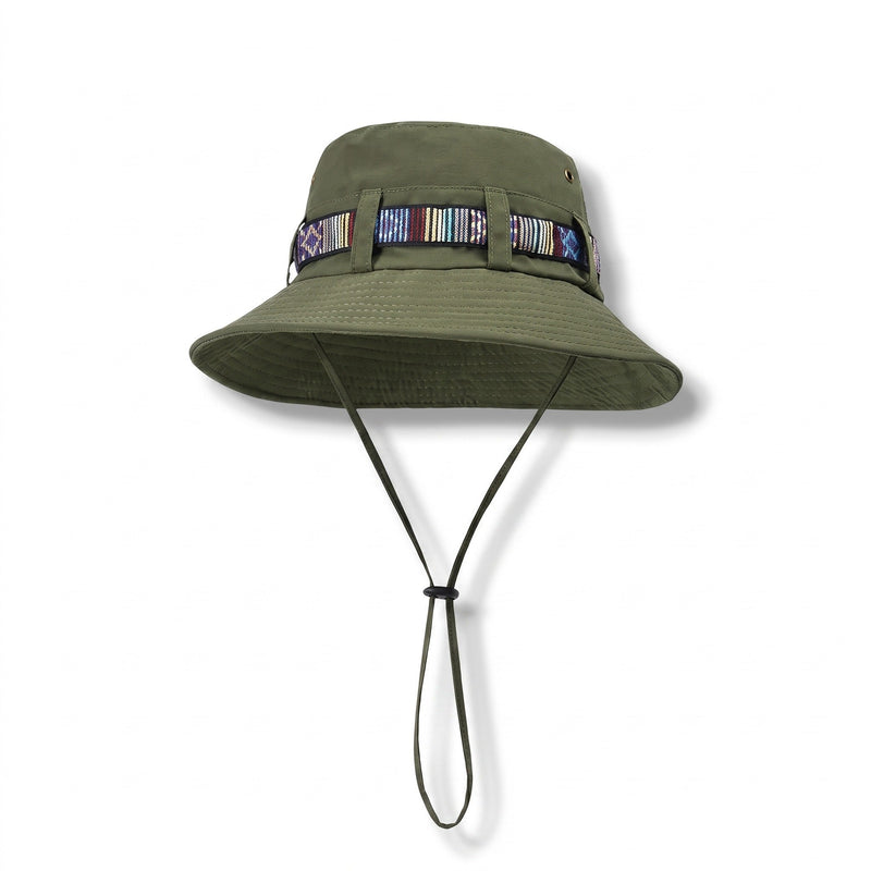 Wide-Brim Woven Sun Hat with Adjustable Chin Cord - product view 6 | Buffalo Gears