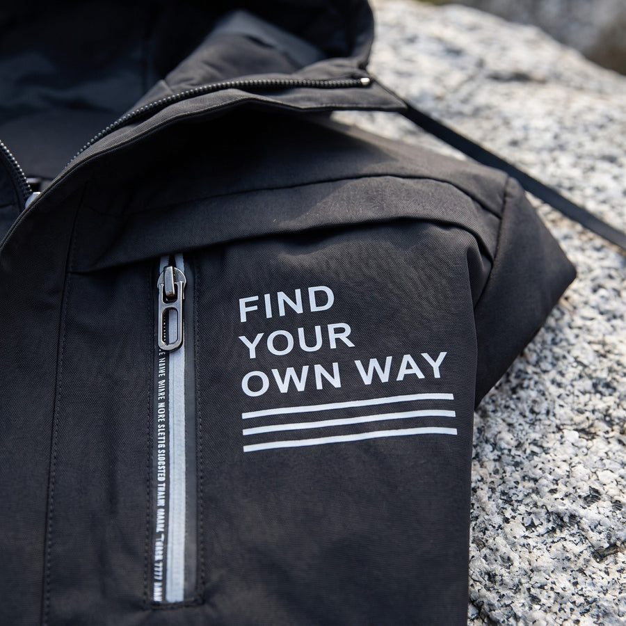 Windproof Hooded Jacket for Men with Chest Print - product view 3 | Buffalo Gears