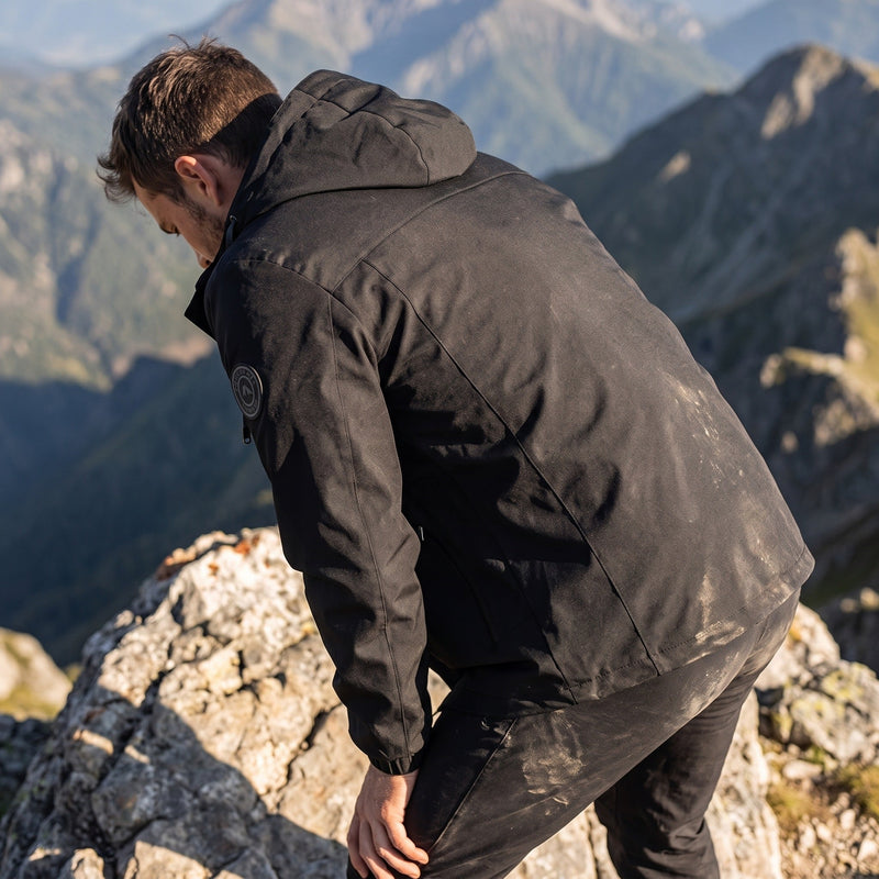 Windproof Hooded Jacket for Men with Chest Print - product view 4 | Buffalo Gears