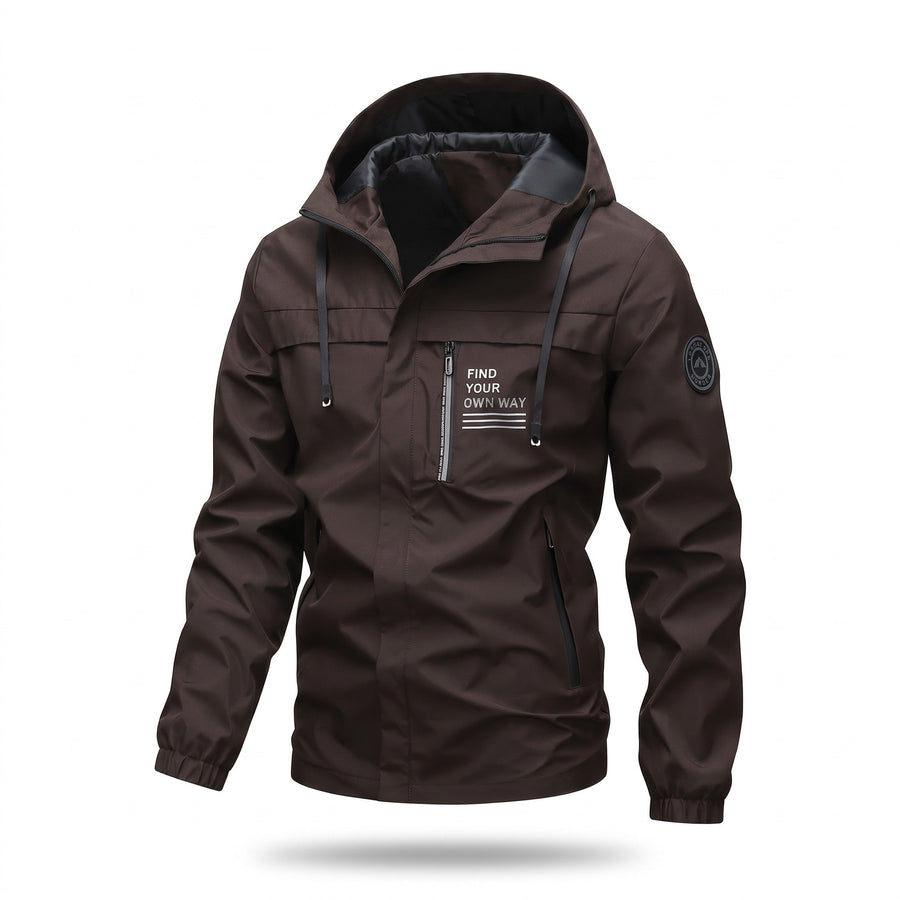 Windproof Hooded Jacket for Men with Chest Print - product view 6 | Buffalo Gears