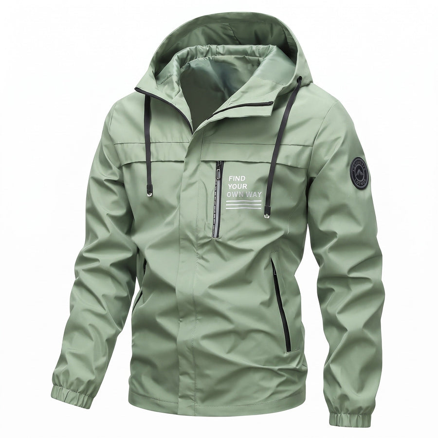 Windproof Hooded Jacket for Men with Chest Print - product view 8 | Buffalo Gears